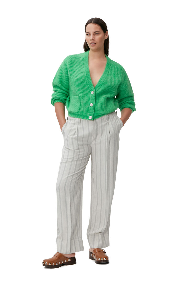 Relaxed Wool Cardigan, Alpaca, in colour Kelly Green - 1 - GANNI