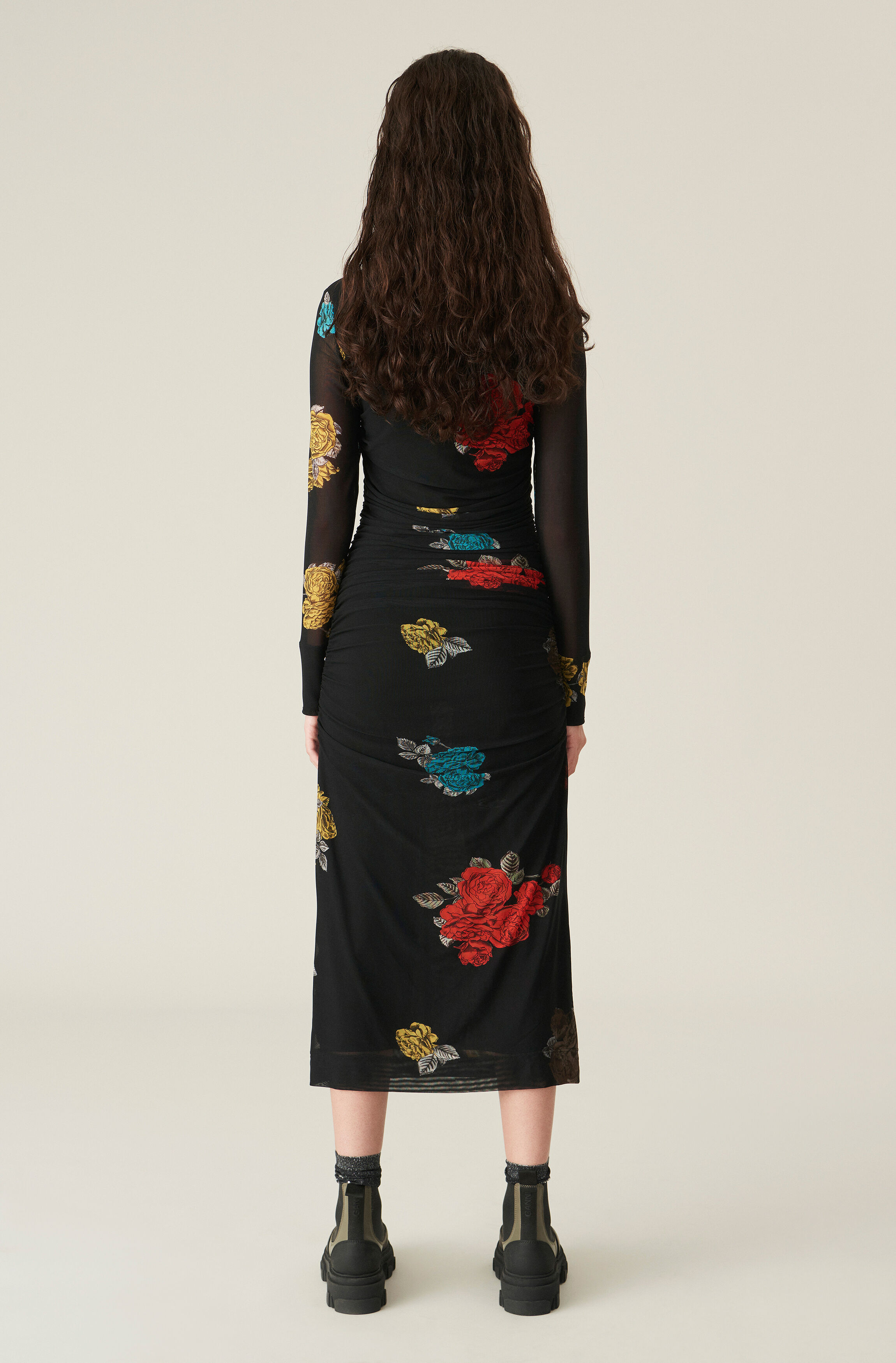 ganni long sleeve dress