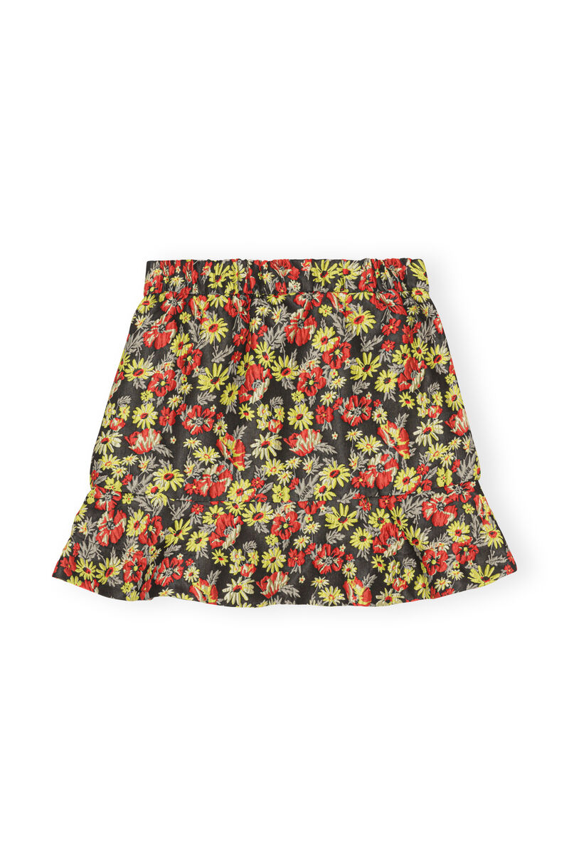 3D Jacquard Mini Skirt, Polyamide, in colour Meadow Black - 2 - GANNI