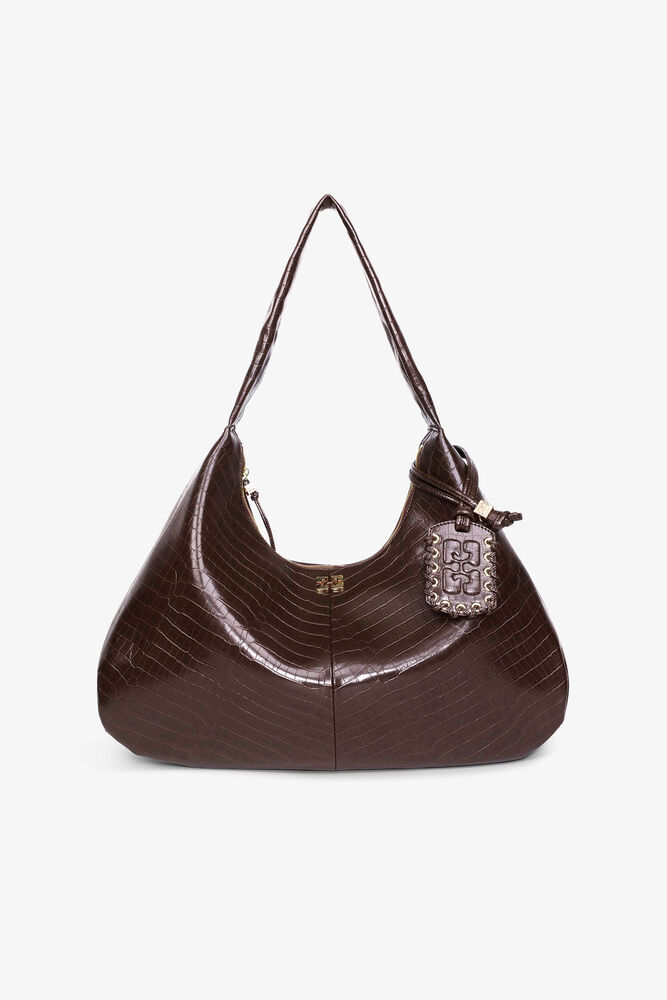 Sac Hobo XXL croco marron, Chocolate Fondant