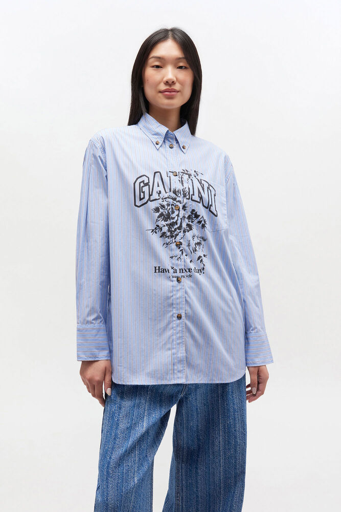 Blue Stripe Logo Shirt, Lavender Lustre