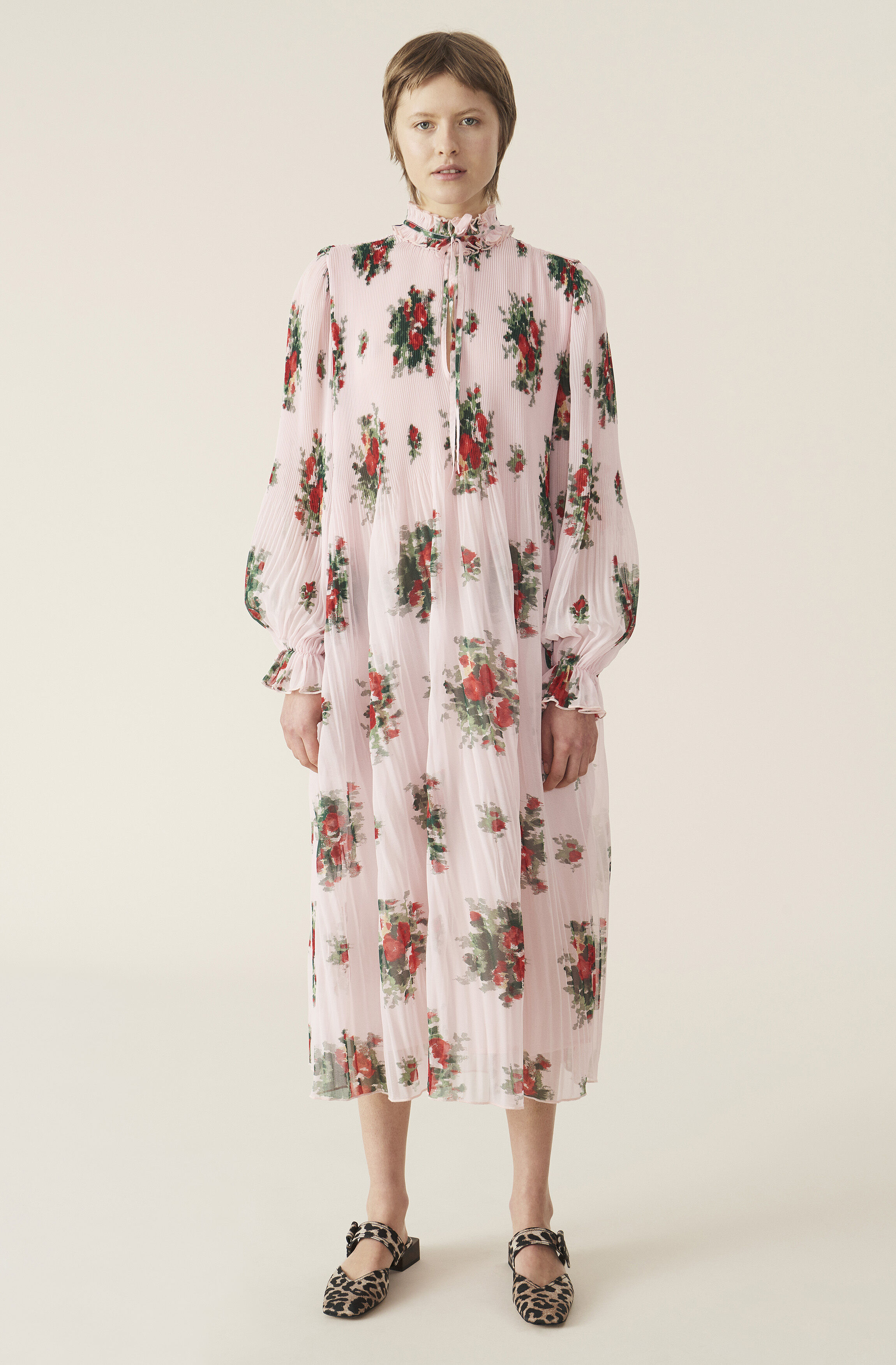 ganni floral midi skirt