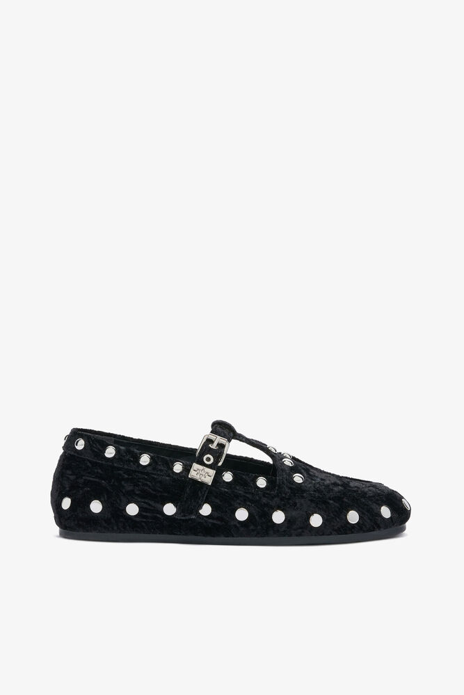 Mary Jenny Moccasins in Black Velvet, Black