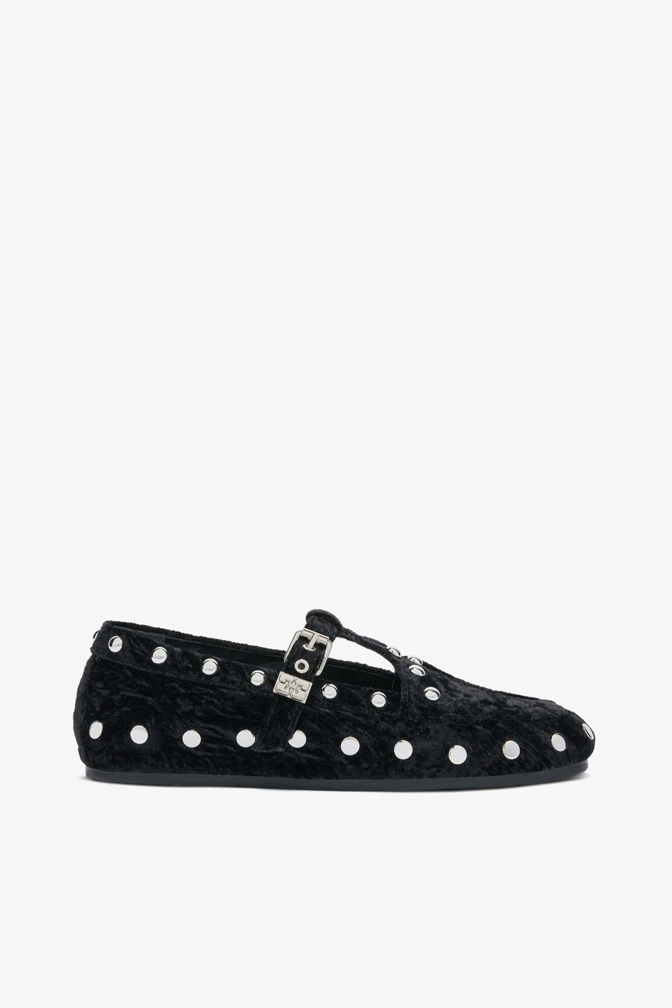 Mary Jenny Moccasins in Black Velvet, Polyester, in colour Black - 1 - GANNI