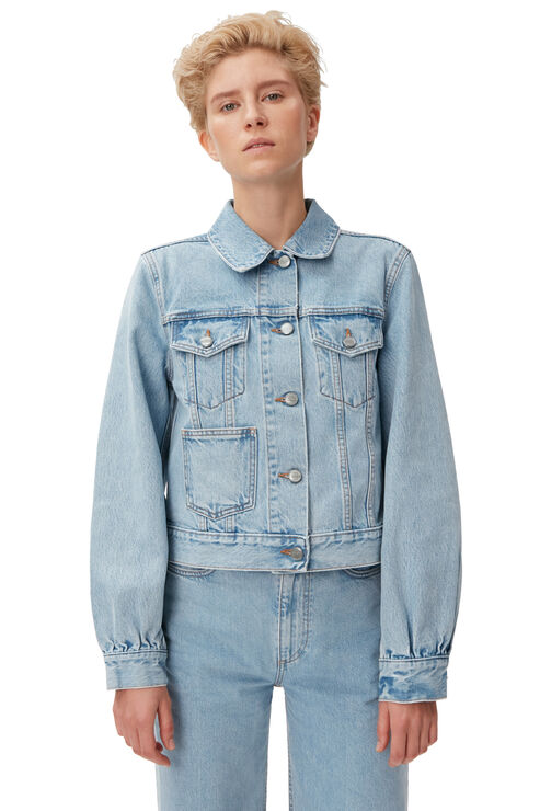 Ganni Rigid Denim Rigid Denim Camy In Light Blue Stone