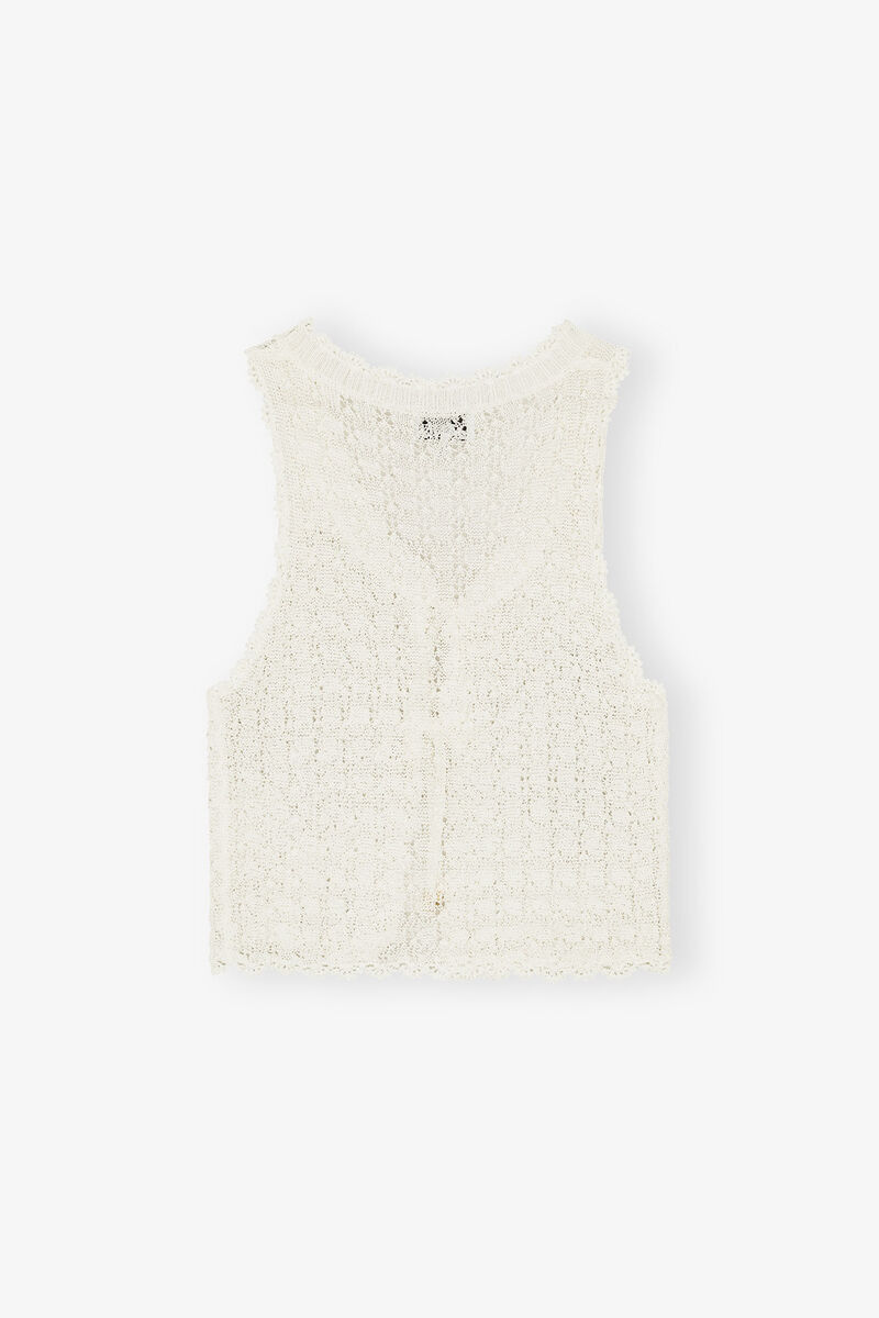 Off-White Pointelle Knit Vest, LENZING&trade; ECOVERO&trade;, in colour Egret - 2 - GANNI