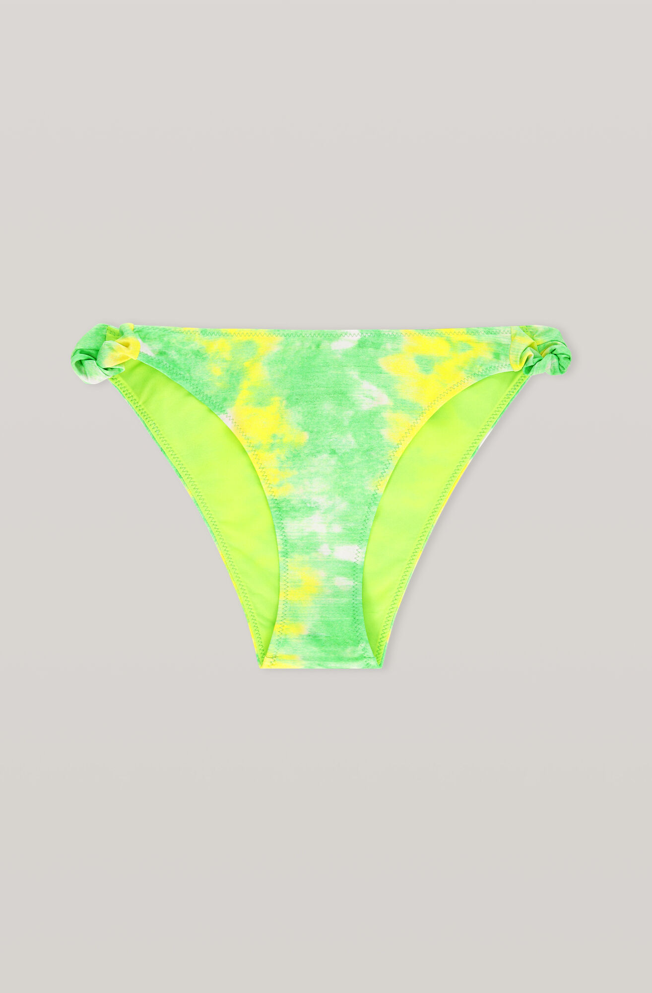 Recycled Printed Twisted Bikini Briefs, in colour Kelly Green - 1 - GANNI
