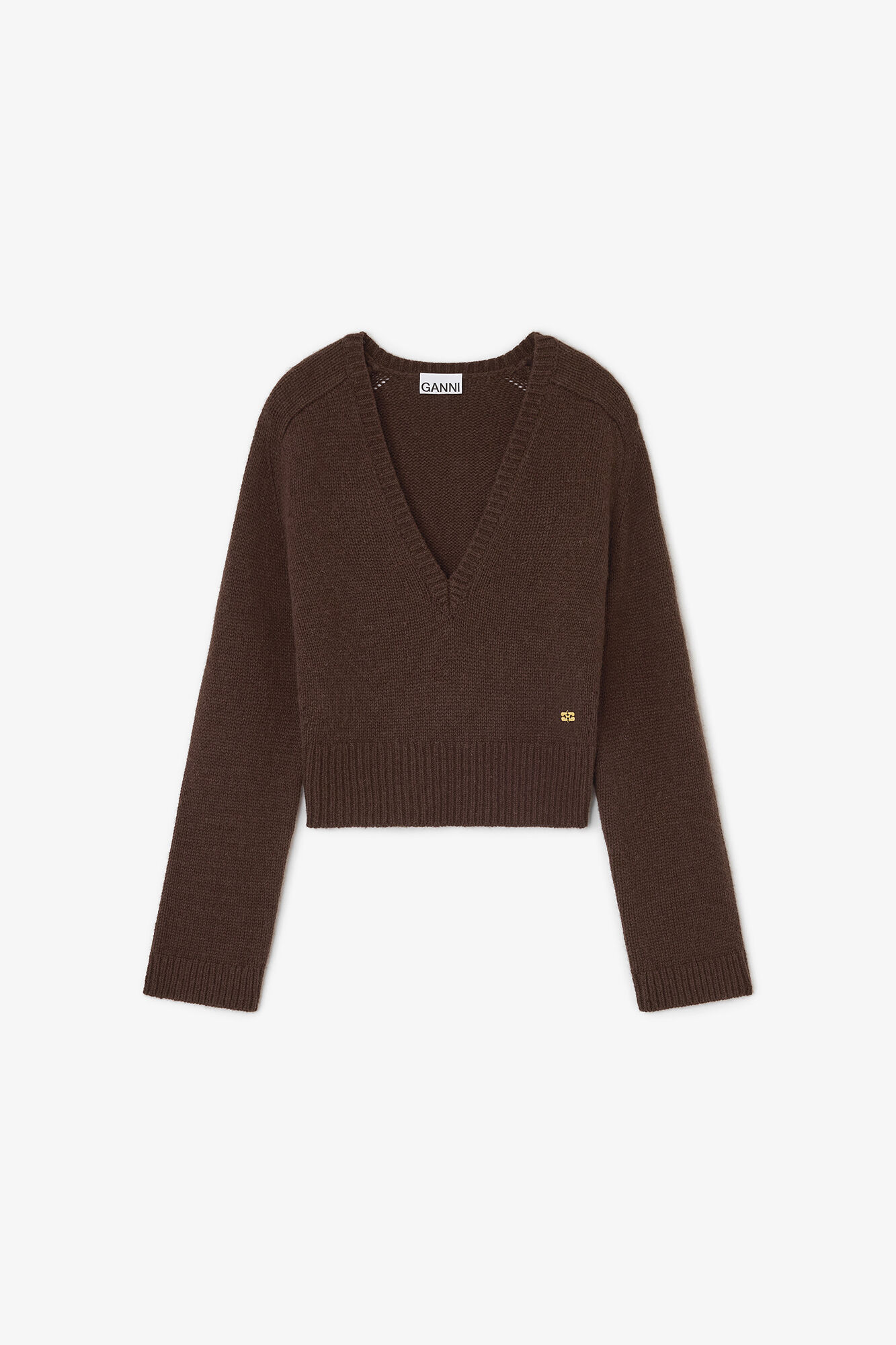 Brown V-neck Sweater | GANNI US