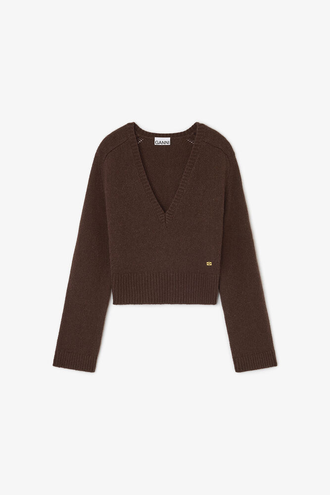 Brown V-neck Jumper, Shaved Chocolate