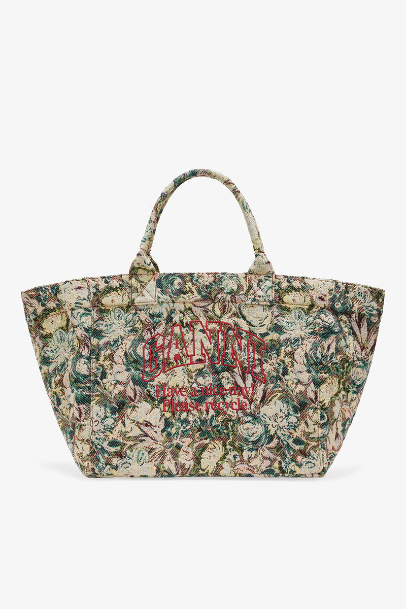 Tapestry XXL Tote, Polyester, in colour Jadeite - 1 - GANNI