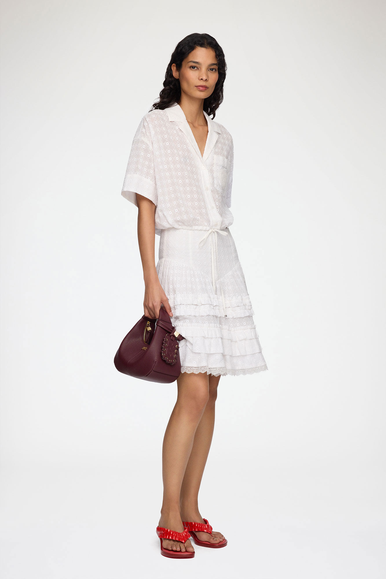 ホワイトブロデリーアングレーズ スカート, Organic Cotton, in colour Bright White - 1 - GANNI