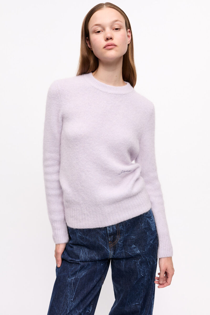Lavender Sweater, Alpaca, in colour Lavender Blue - 1 - GANNI