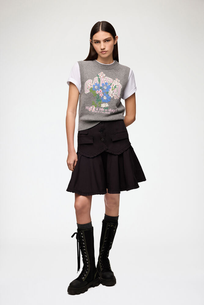 Skirt in Stretch Cotton, Black