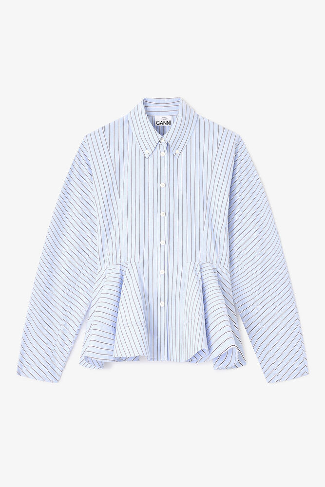 Blue Stripe Peplum Shirt, Lavender Lustre