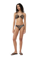 Recycled Leopard bandeau-bikini, Elastane, in colour Almond Milk - 1 - GANNI