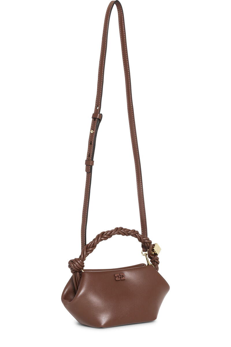 Brown Mini GANNI Bou Bag, Polyester, in colour Chocolate Fondant - 2 - GANNI