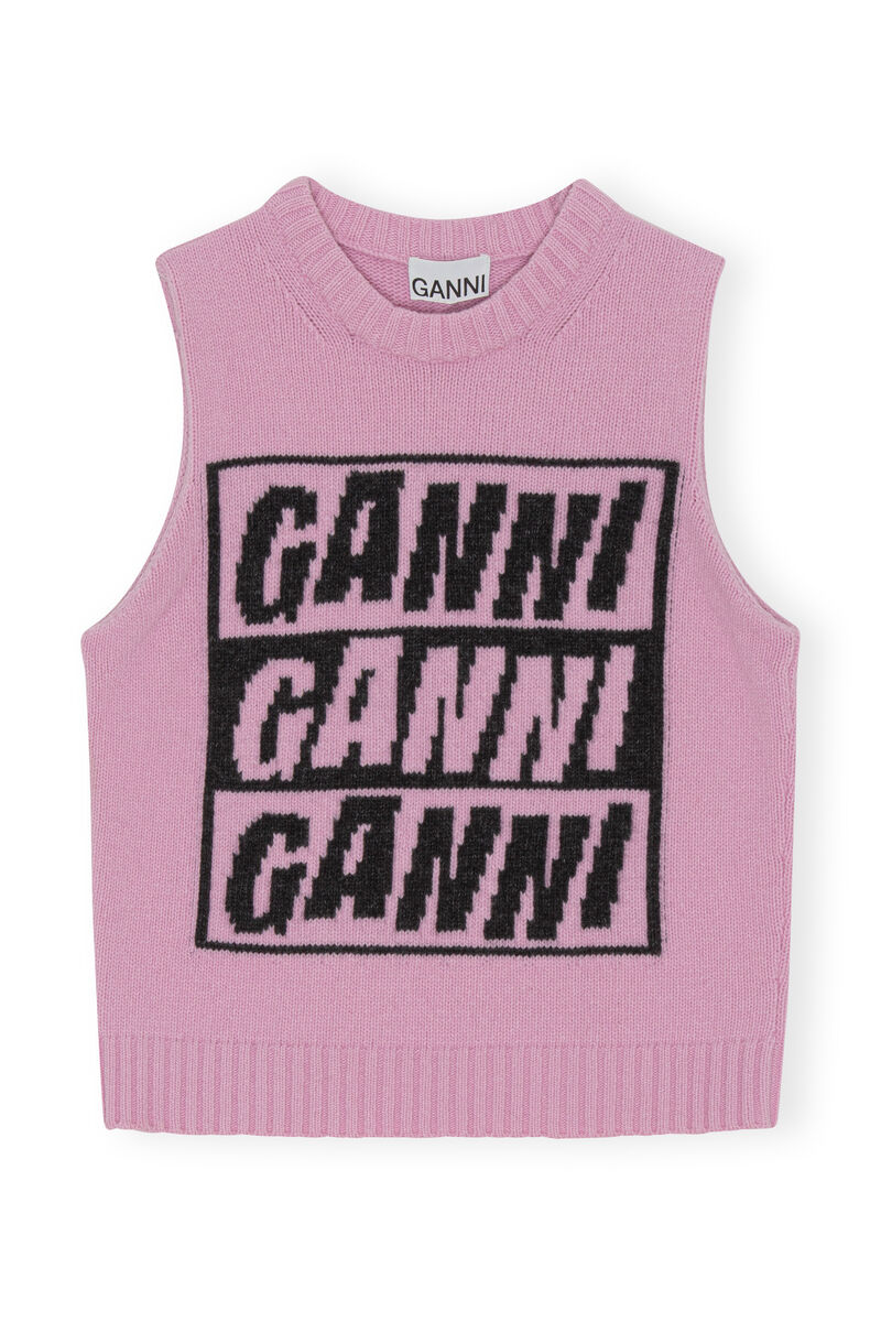 Logo Vest, Polyamide, in colour Winsome Orchid - 1 - GANNI