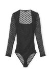 Lace Bodysuit, Elastane, in colour Black - 2 - GANNI