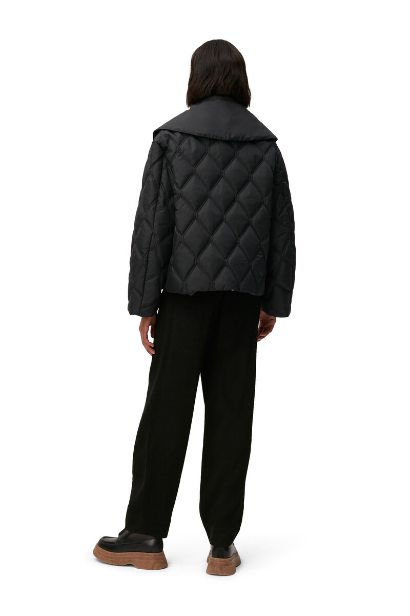 Ripstop-Steppjacke, Recycled Polyester, in colour Black - 3 - GANNI