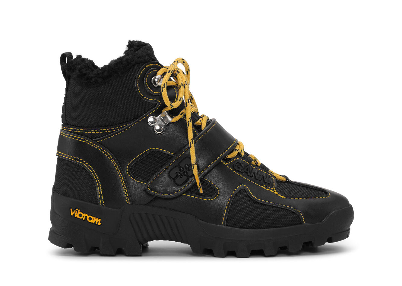 Performance Hiking Velcro Boots, Polyurethane, in colour Black - 1 - GANNI