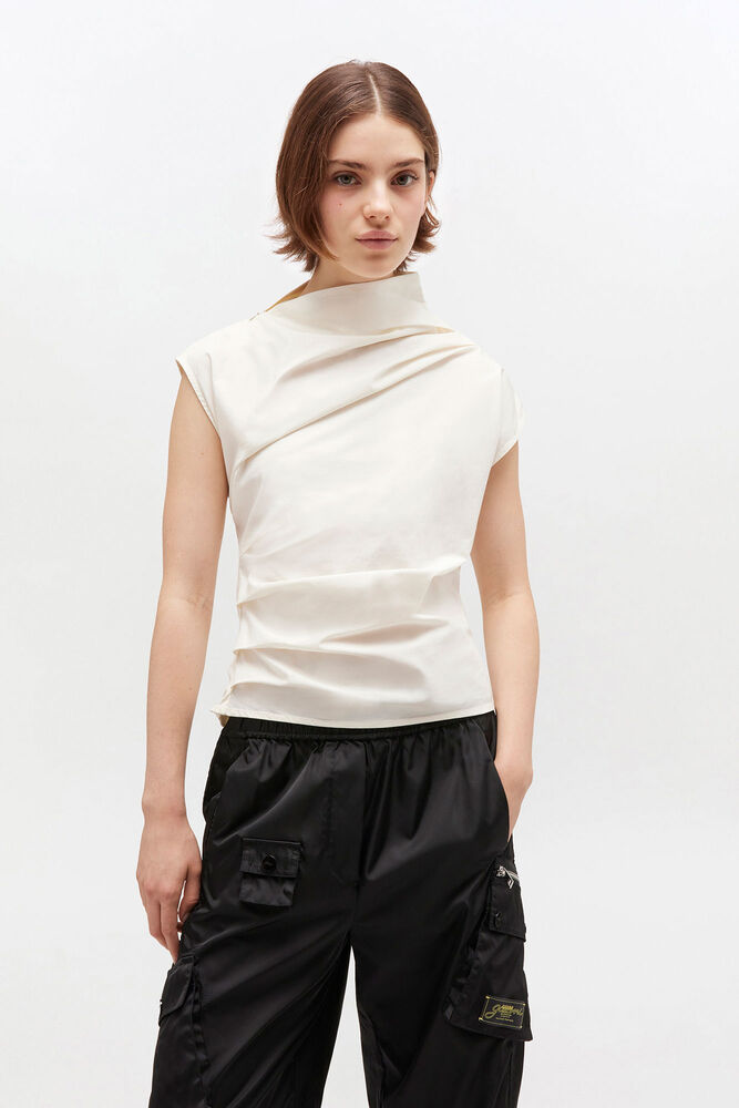 Ivory Ruched Top, Egret
