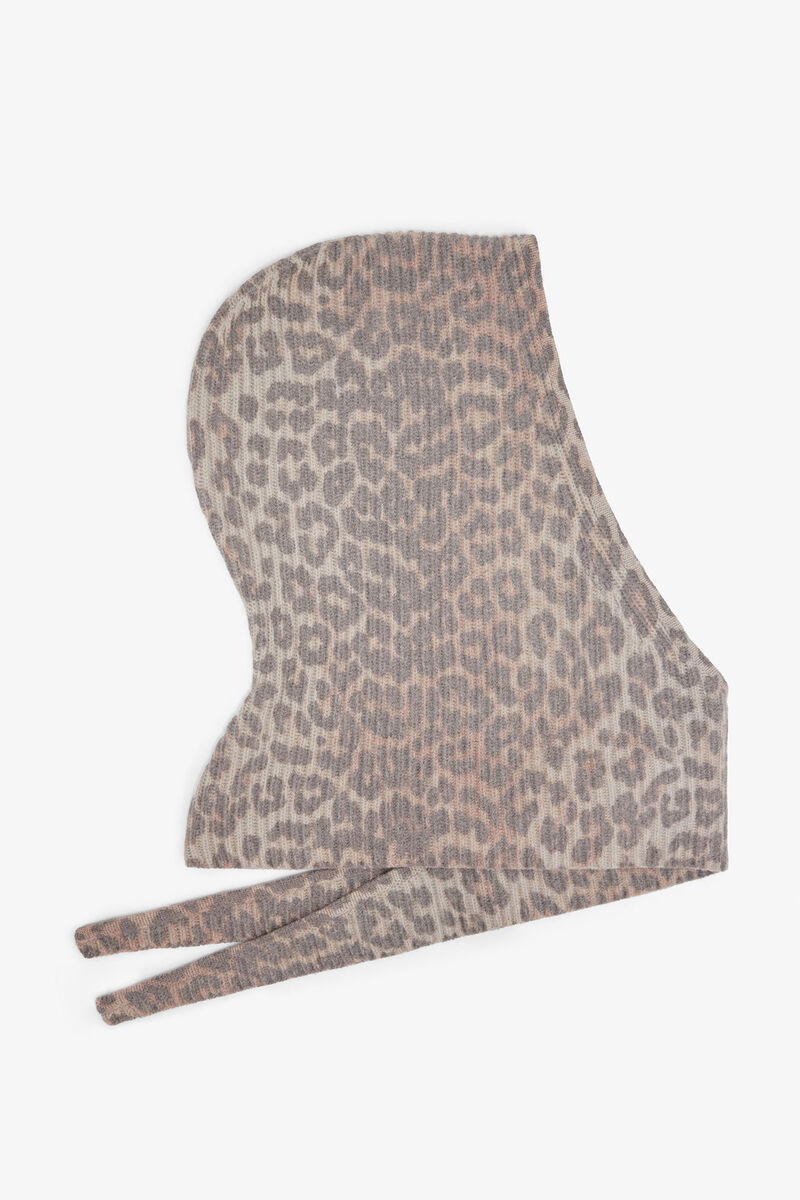 Printed Wool Knit Balaclava, Wool, in colour Almond Milk - 1 - GANNI