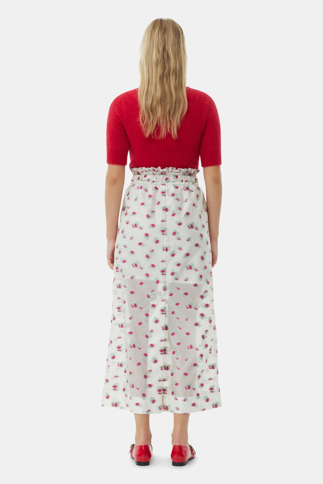 Red Brushed Alpaca Top, Alpaca, in colour Racing Red - 4 - GANNI