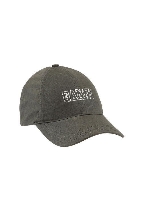Ganni Embroidered Logo Cap In Green