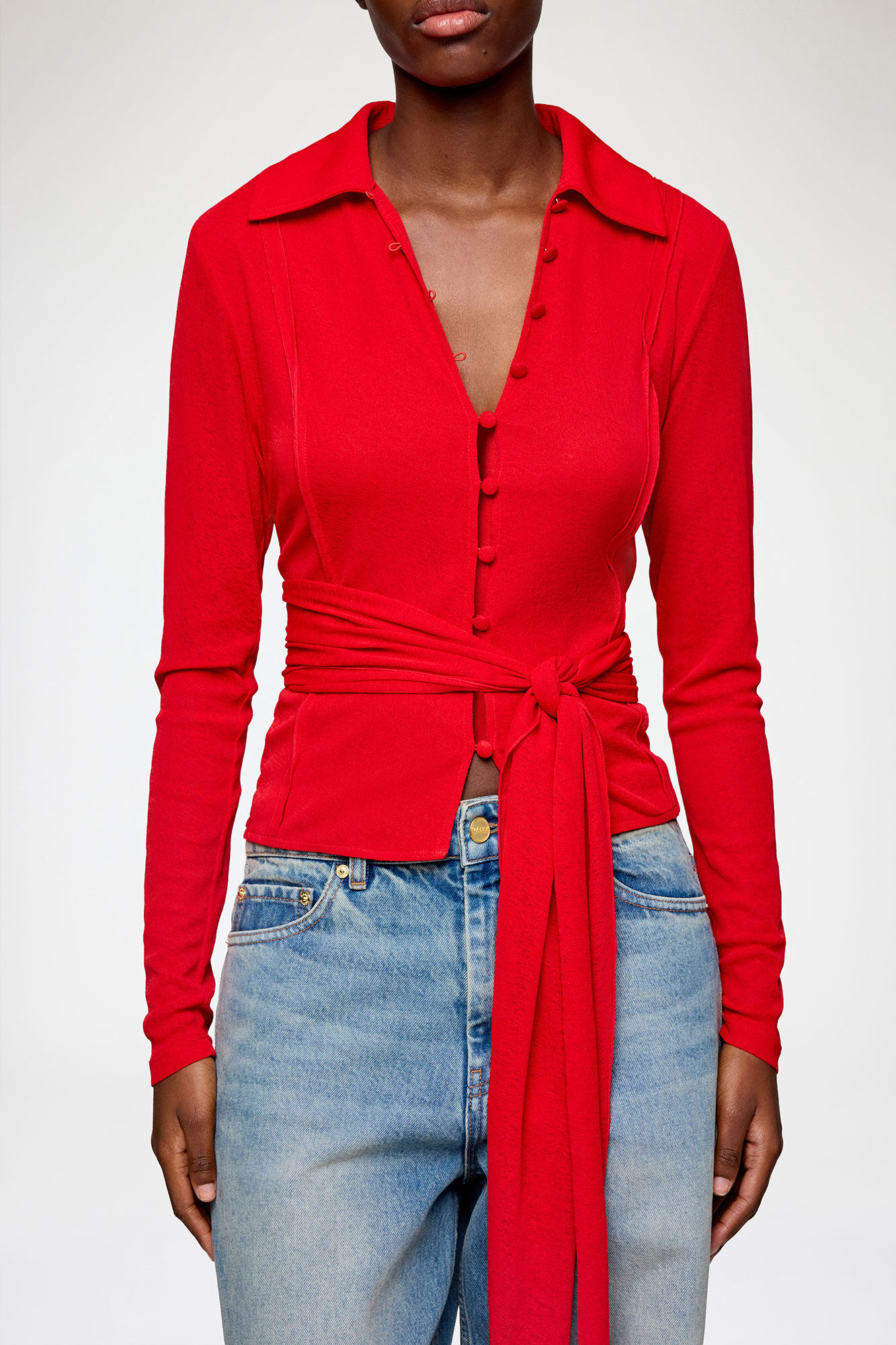 Goji Berry Shirt in Red Marl Mesh | GANNI (Global) CA