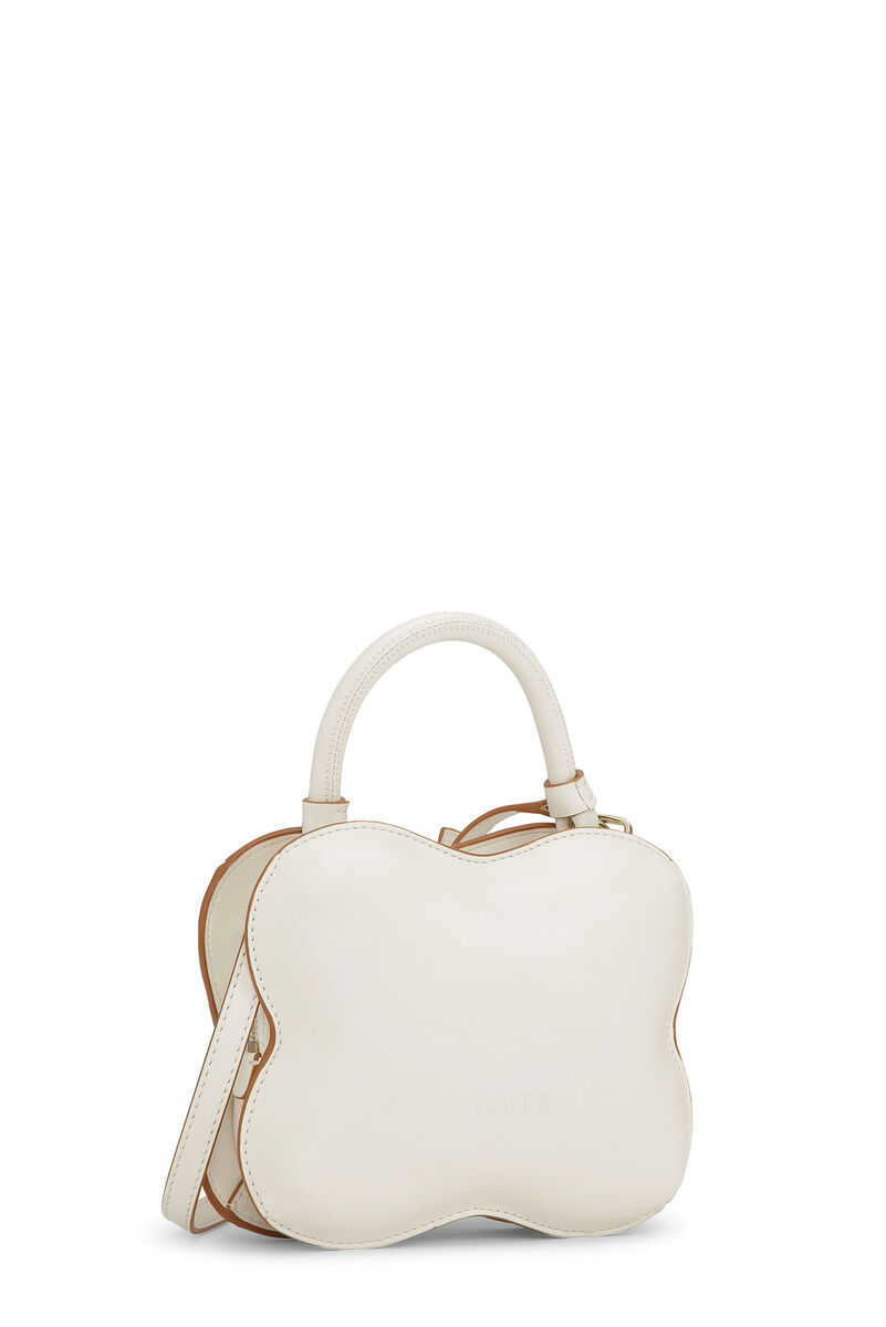 Small White Butterfly Crossbody Bag, Polyester, in colour Egret - 2 - GANNI