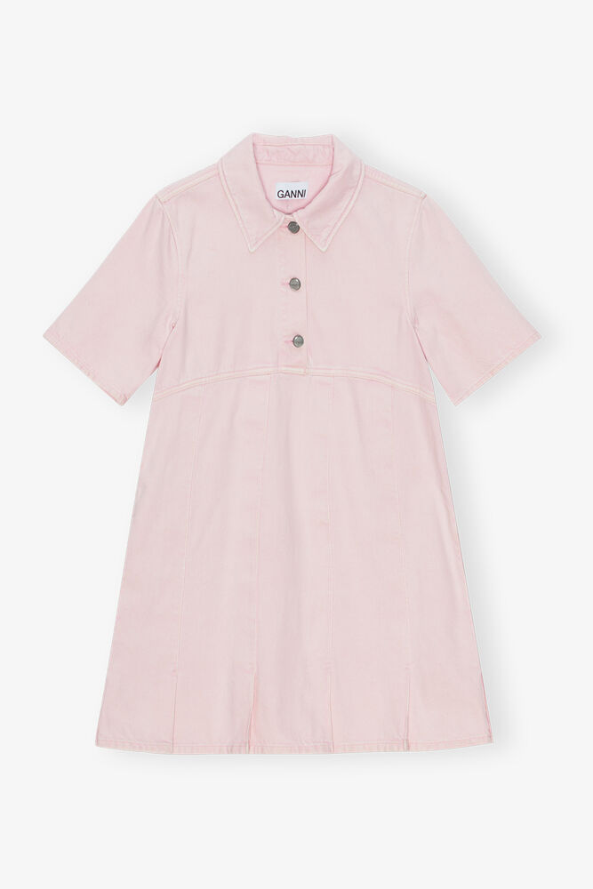 Pink Denim Mini Dress, Chalk Pink