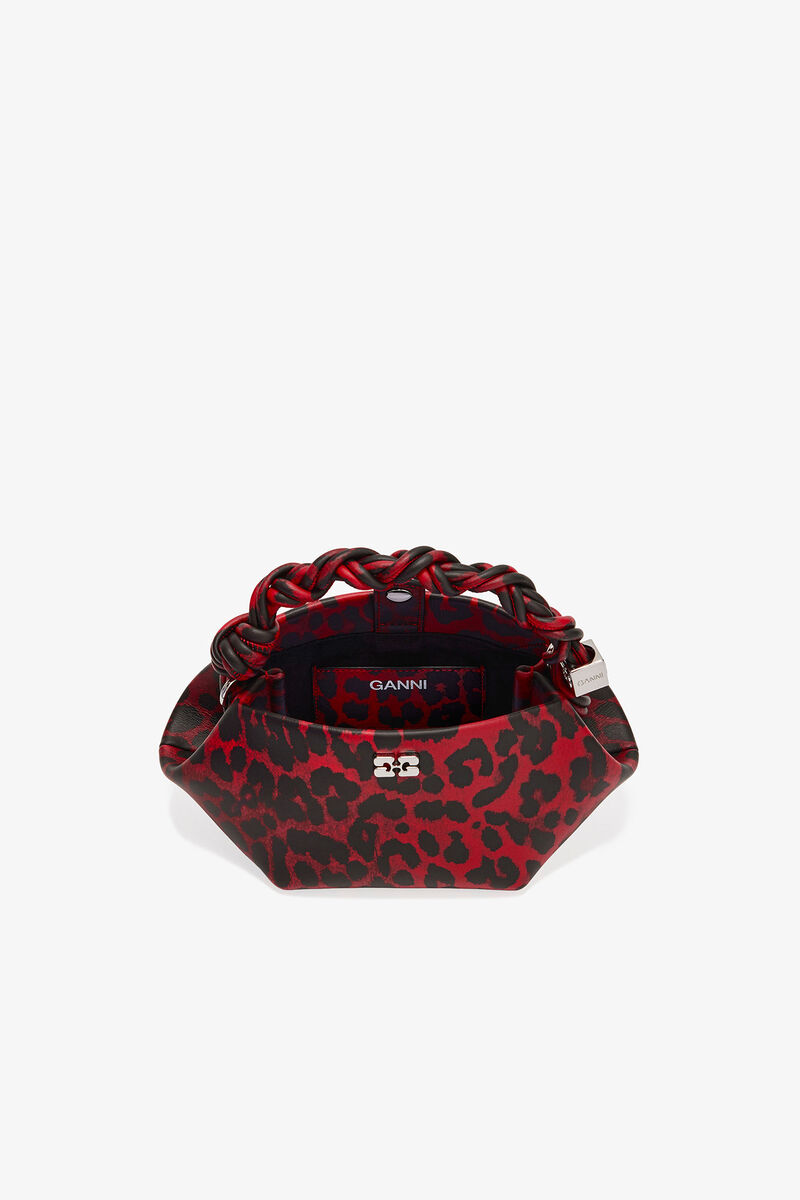Rote Leopardenmuster Mini GANNI Bou Tasche, Polyester, in colour Racing Red - 3 - GANNI