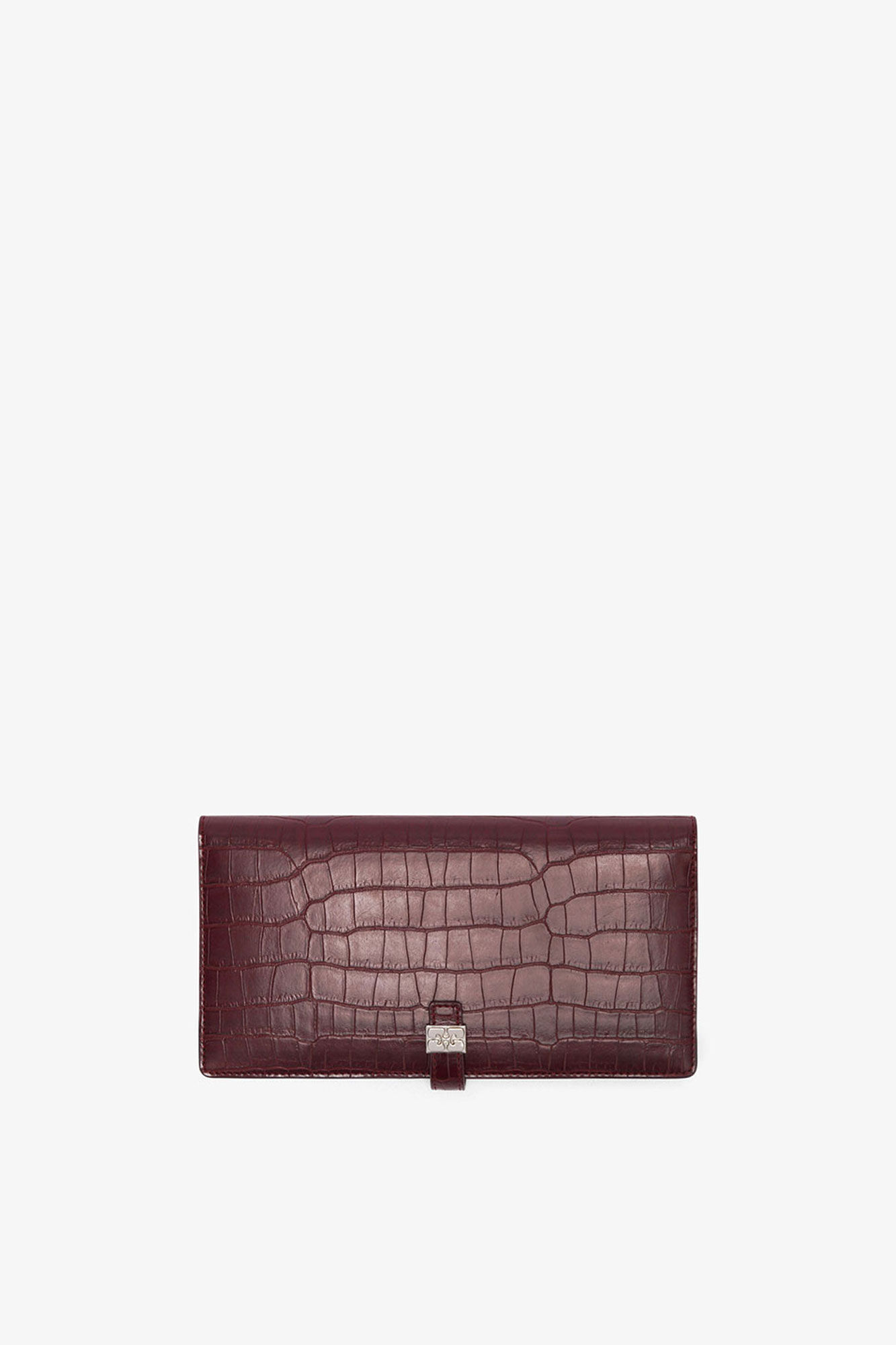 Sue Long Slim Wallet in Burgundy Croco, Recycled Leather, in colour Burgundy - 1 - GANNI