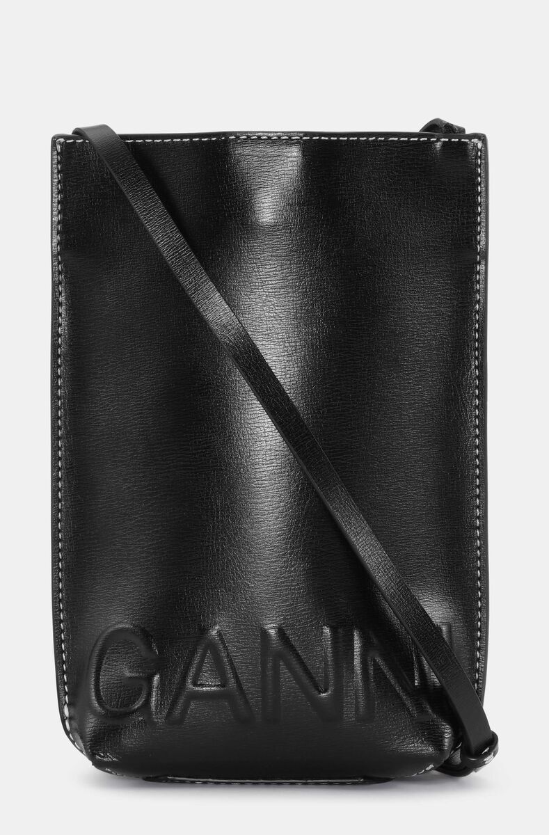 Recycled Leather Crossbody Mini Bag, Leather, in colour Black - 1 - GANNI