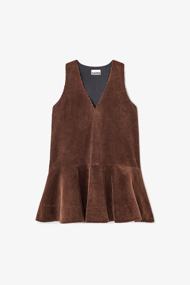 Mini-robe en velours c&ocirc;tel&eacute; marron, Chicory Coffee