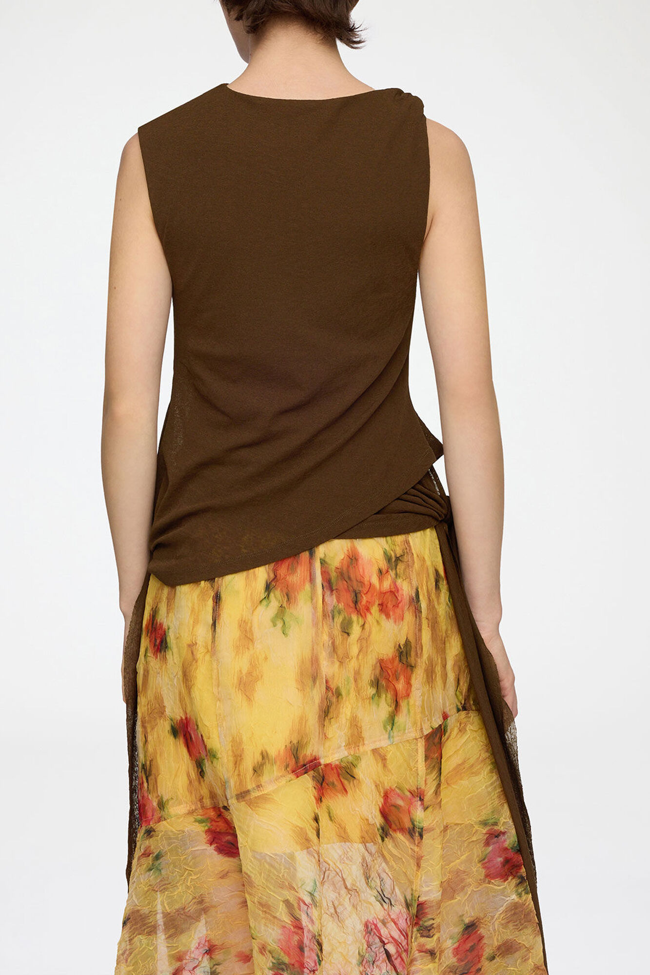 Top in Marl Mesh, Recycled Polyester, in colour Demitasse - 3 - GANNI