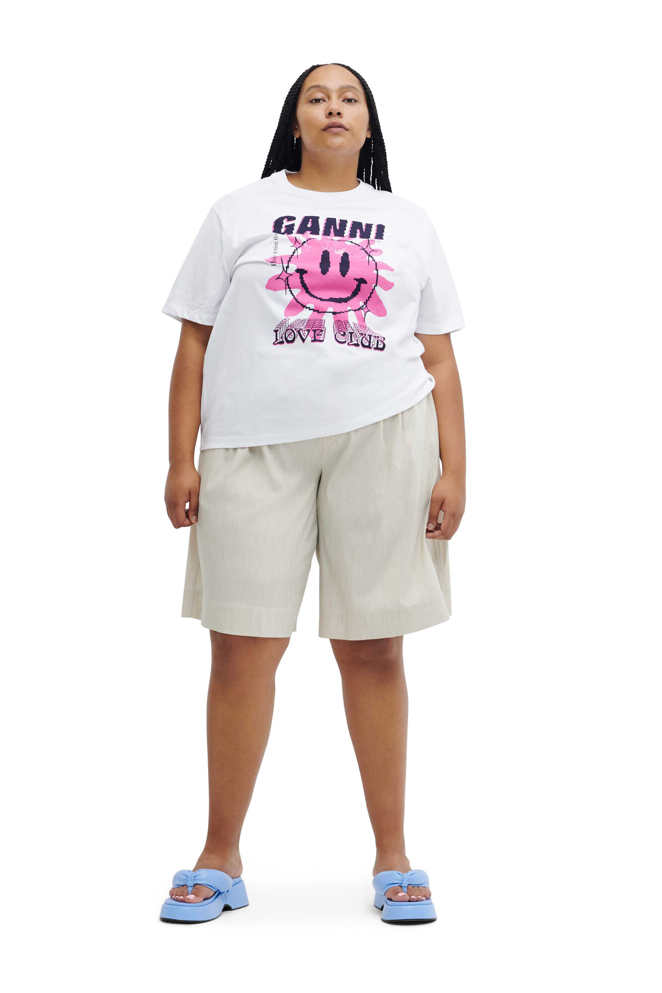 Love Club Tee, Cotton, in colour Bright White - 1 - GANNI