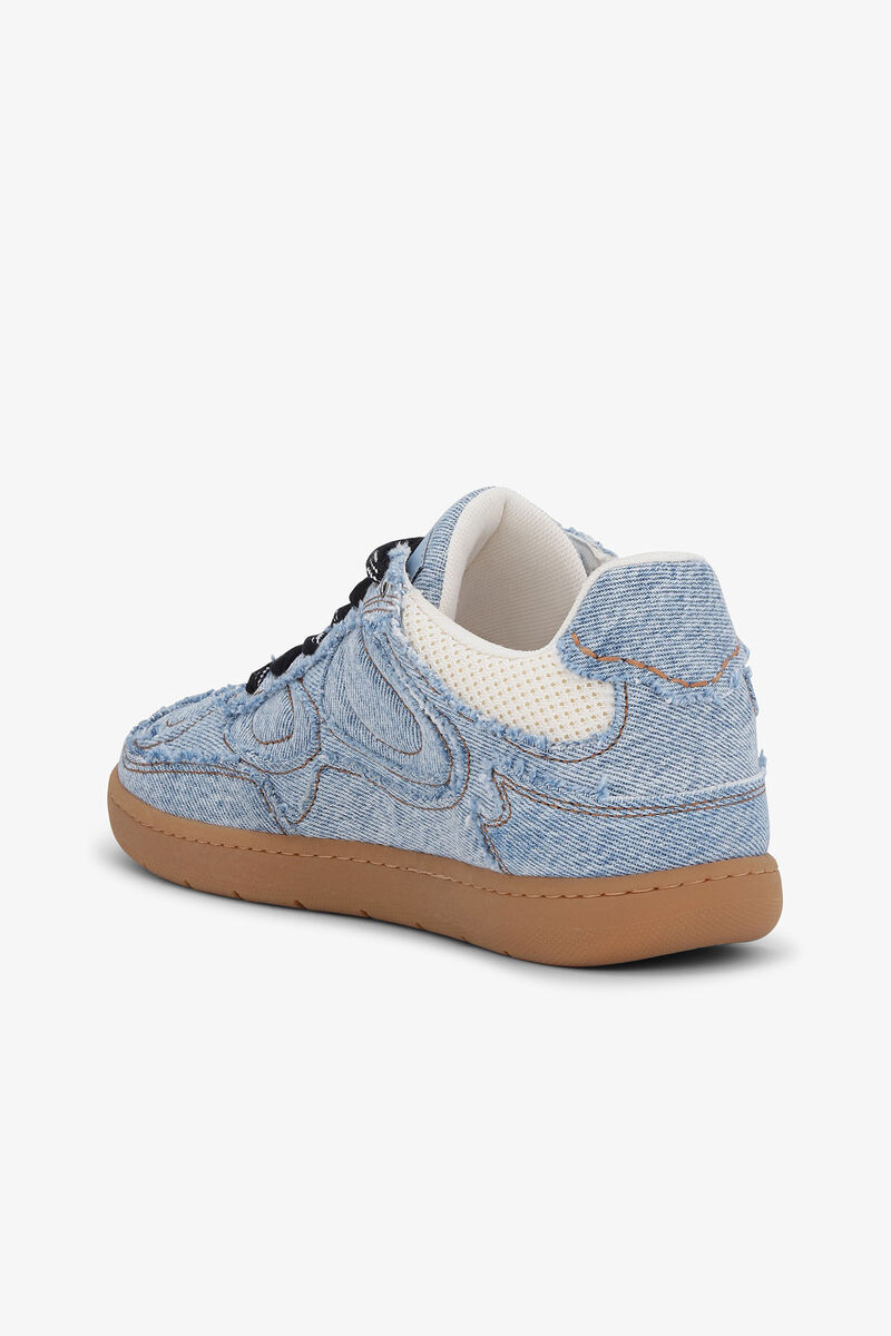 08 Denim Raw Edge Sneakers, Cotton, in colour Light Blue Vintage - 3 - GANNI