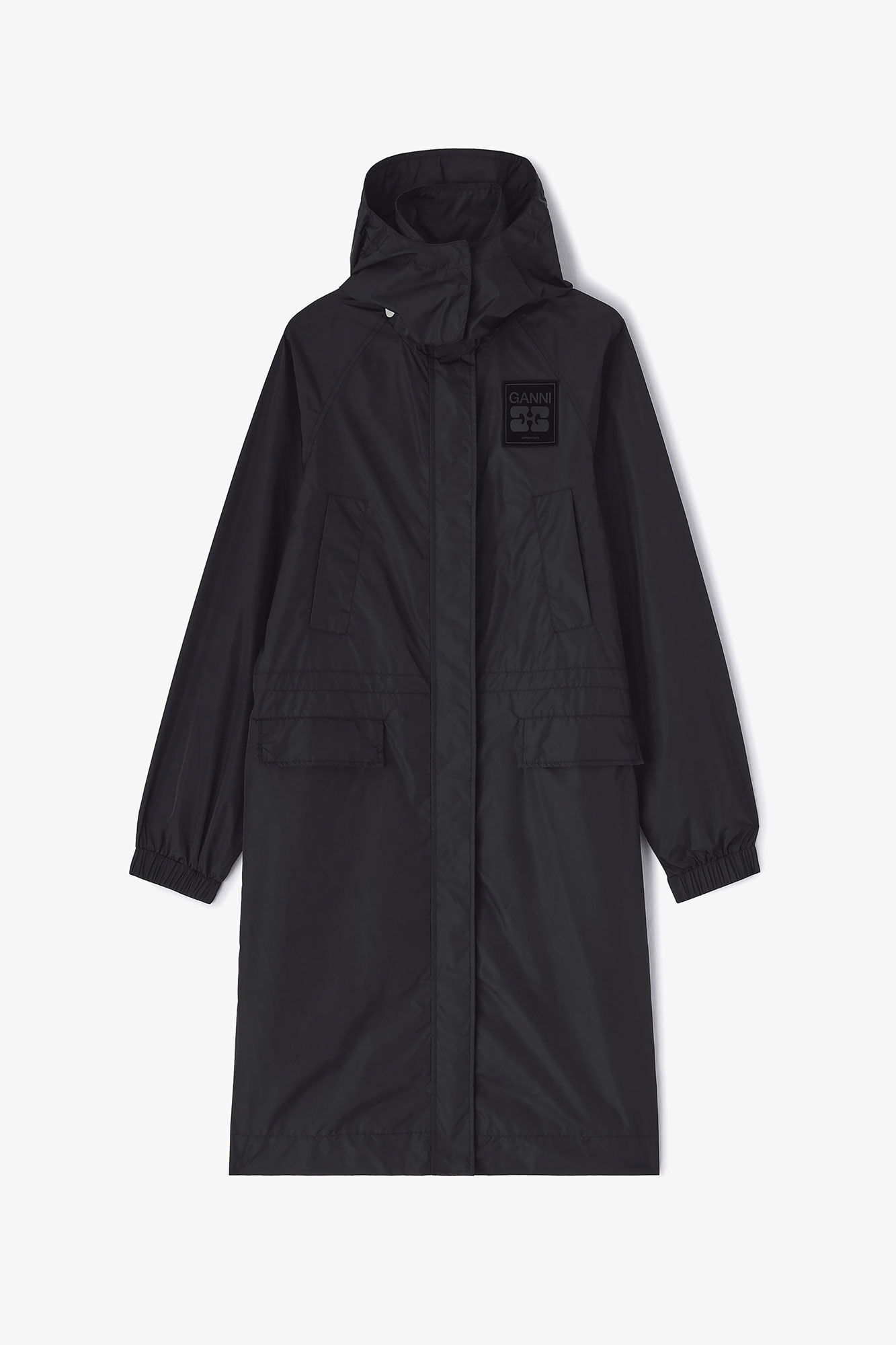 Nylon Parka Coat, Recycled Polyamide, in colour Black - 2 - GANNI
