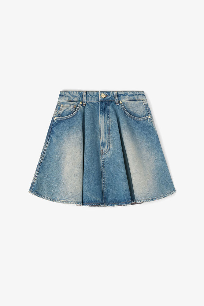 Tint Rigid Denim Skirt, Mid Blue Vintage