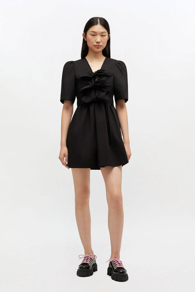 Cotton Mini Dress, Black