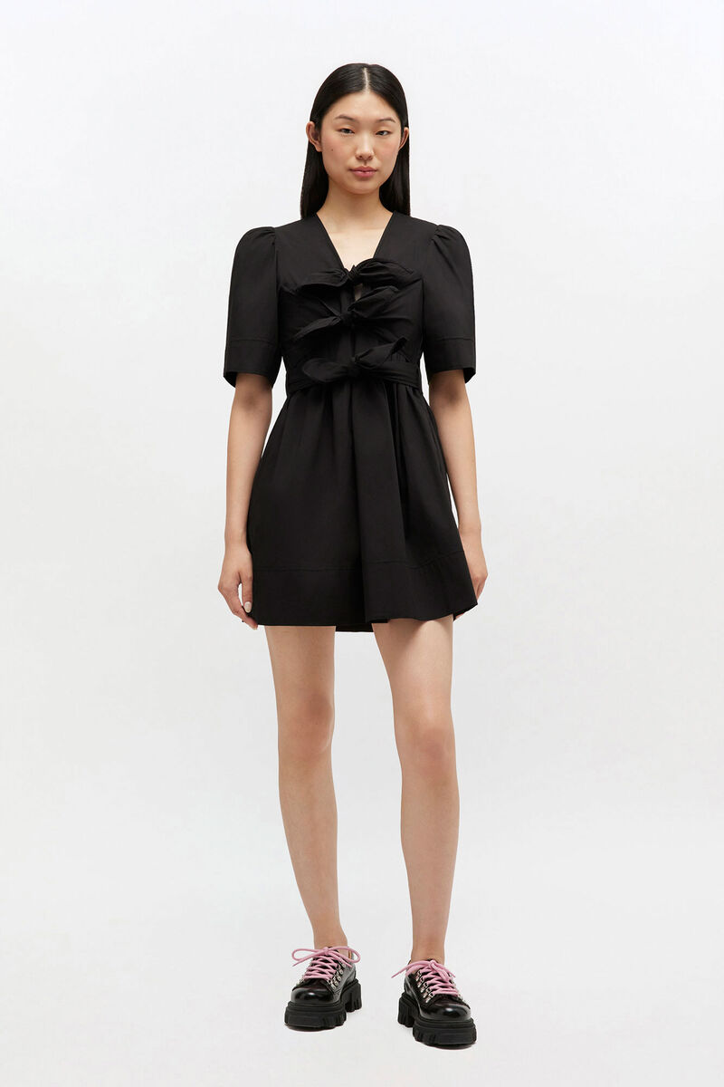 Cotton Mini Dress, Organic Cotton, in colour Black - 1 - GANNI
