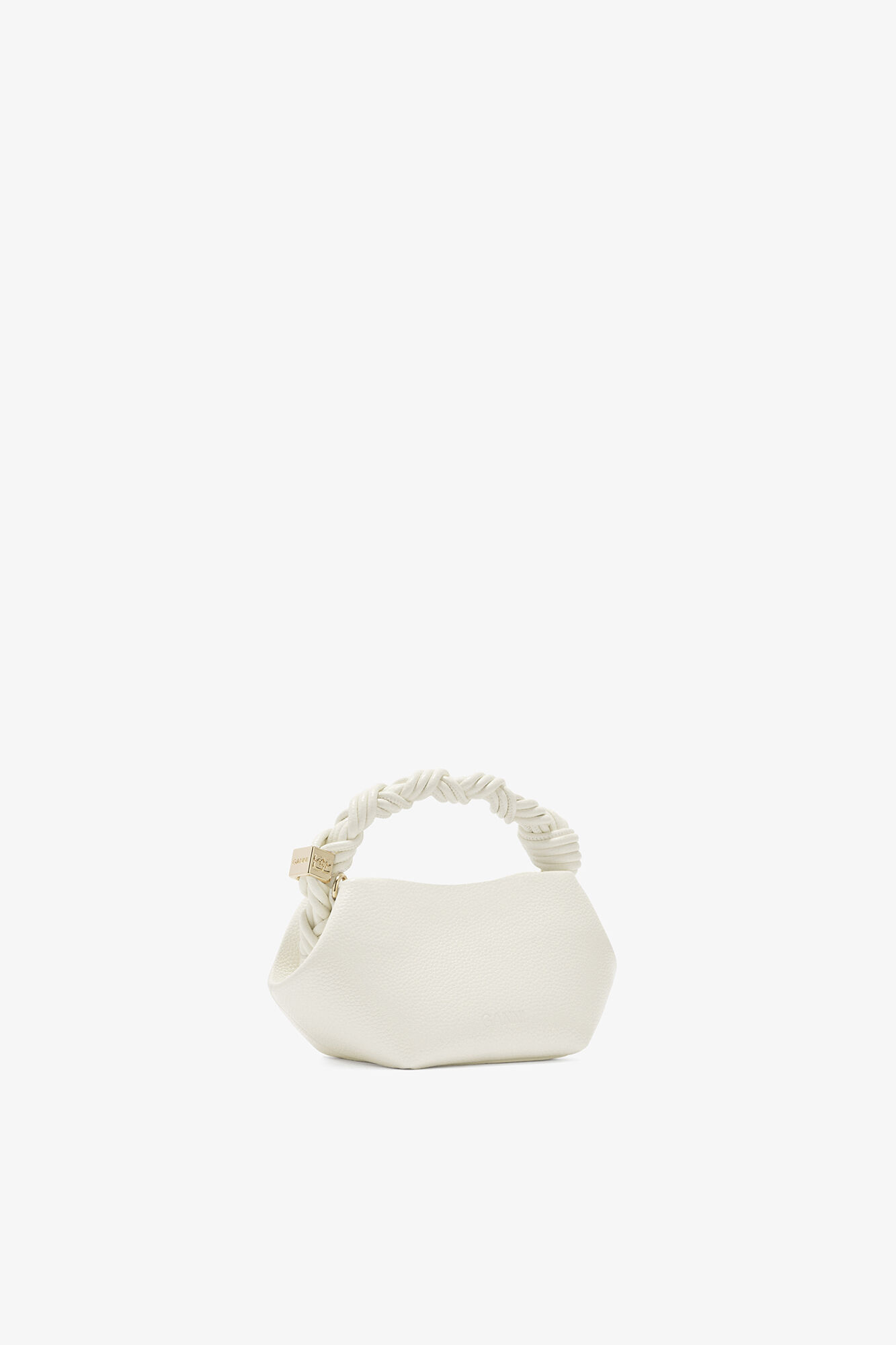 Mini Bou Bag in Grained White, Recycled Polyester, in colour Egret - 2 - GANNI