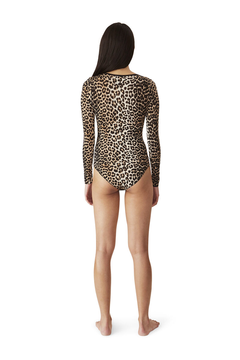Rayon Underwear LS Bodystocking, Rayon, in colour Leopard - 2 - GANNI