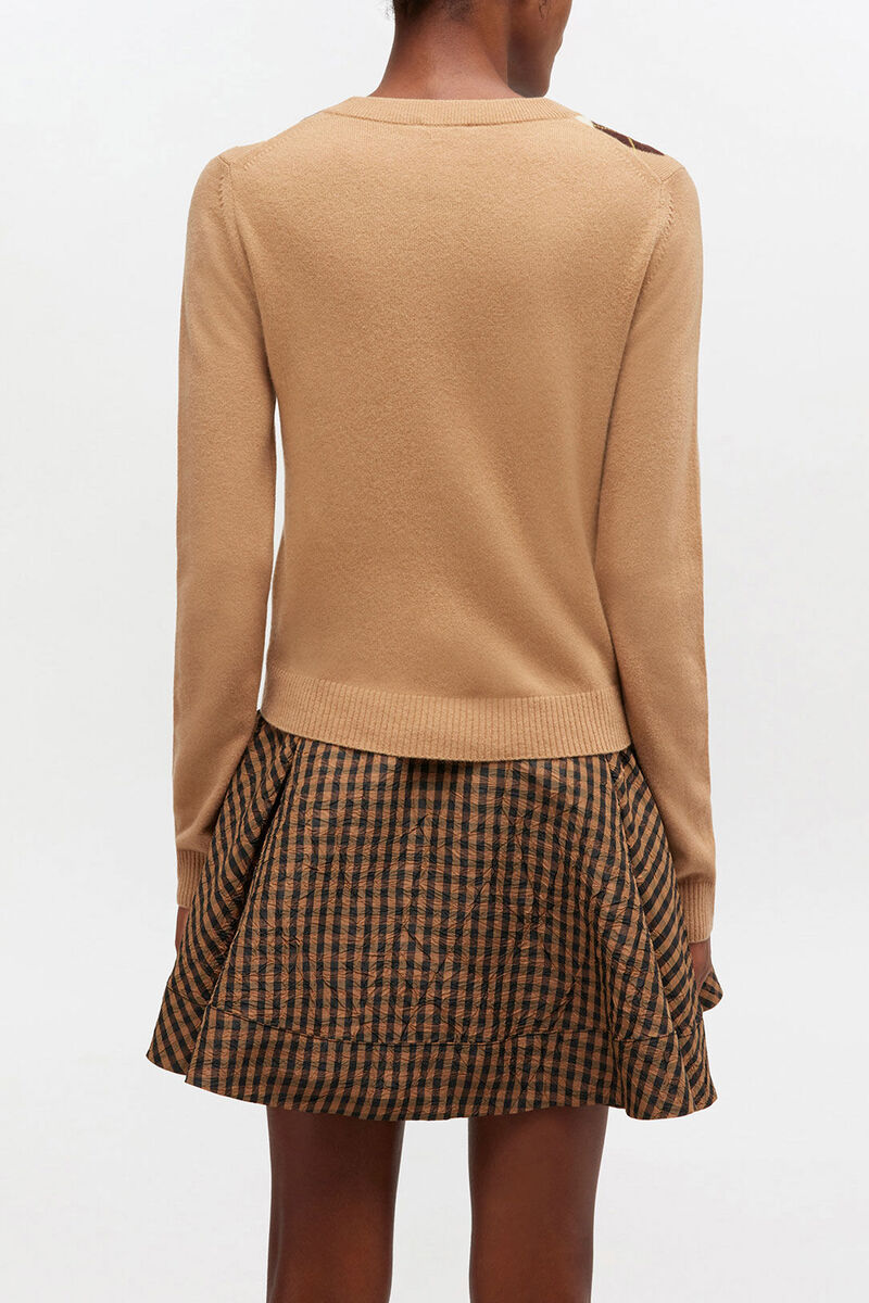 Argyle Print Cardigan, Wool, in colour Incense - 3 - GANNI