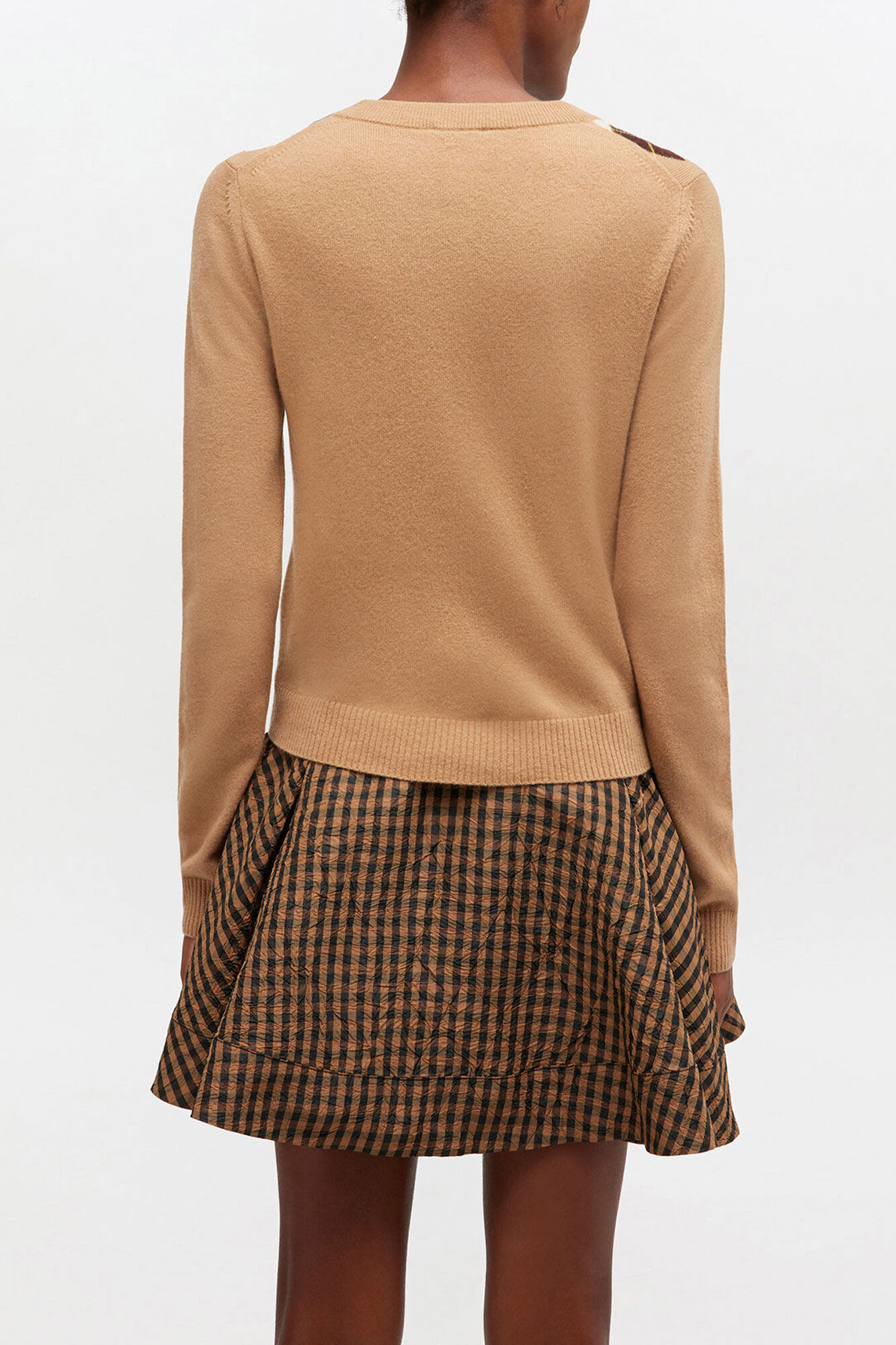 Argyle Print Cardigan, Wool, in colour Incense - 3 - GANNI