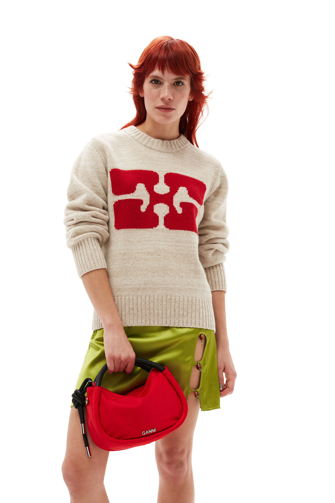 トップス GANNI Graphic O-neck Pullover Butterfly GANNI GRAPHIC O-NECK PULLOVER BUTTERFLY | Garmentory