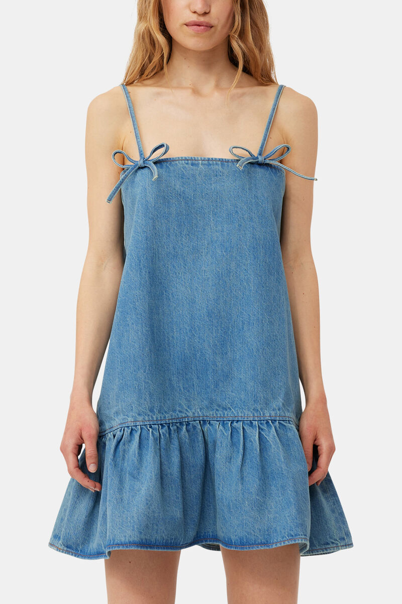 Tint Denim Mini Dress, Organic Cotton, in colour Tint Wash - 8 - GANNI