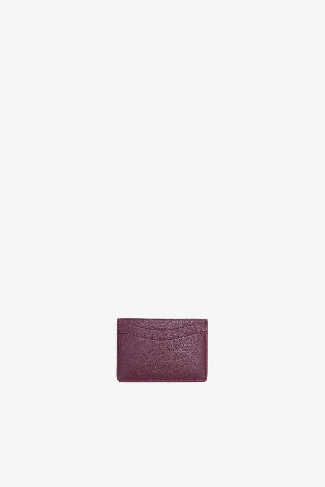 Porte-cartes bordeaux Bou, Recycled Leather, in colour Burgundy - 2 - GANNI