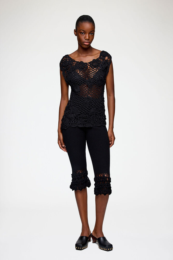 Knit Top in Cotton Crochet, Black